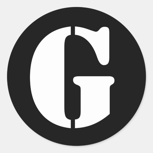Pegatina Redonda Letra G Stencil Alphabet de Janz Black (Anverso)