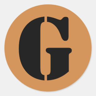 Pegatina Redonda Letra G Stencil Alphabet de Janz Peru Gold