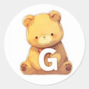 Pegatina Redonda Letra G Teddy Bear