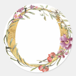 Pegatina Redonda Letra Gold MONOGRAM O con flor
