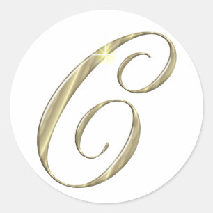 Pegatina Redonda Letra Gold Monograma C Iniciales