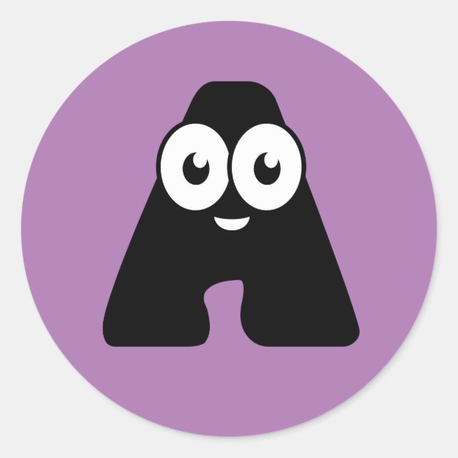 Pegatina Redonda Letra googly a (Anverso)