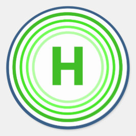 Pegatina Redonda Letra H - Azul + Verde