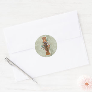 Pegatina Redonda Letra I Floral Steampunk Vintage