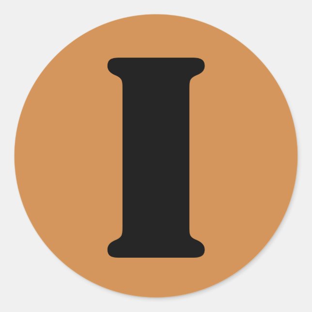 Pegatina Redonda Letra I Stencil Alphabet de Janz Peru Gold (Anverso)