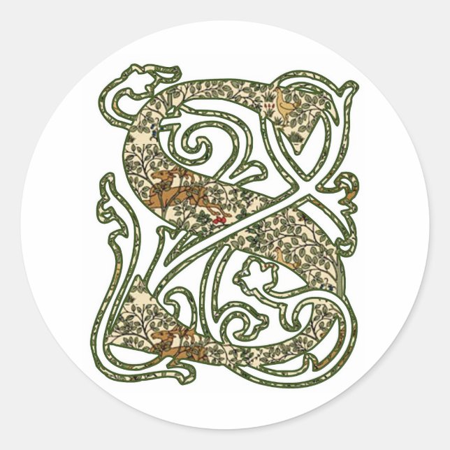 Pegatina Redonda Letra iluminada "S" (Anverso)