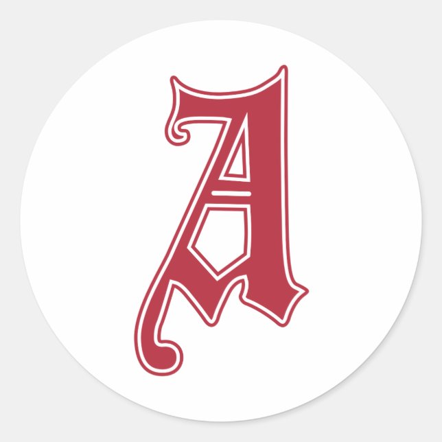 Pegatina Redonda Letra inglesa gótica monograma A (Anverso)