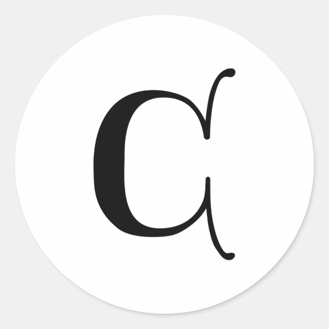 Pegatina Redonda Letra inglesa gótica monograma C (Anverso)