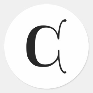 Pegatina Redonda Letra inglesa gótica monograma C