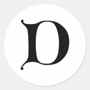 Pegatina Redonda Letra inglesa gótica monograma D