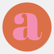 Letra inicial de monograma moderno rosa y naranja