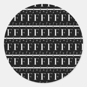 Pegatina Redonda Letra inicial del monograma F