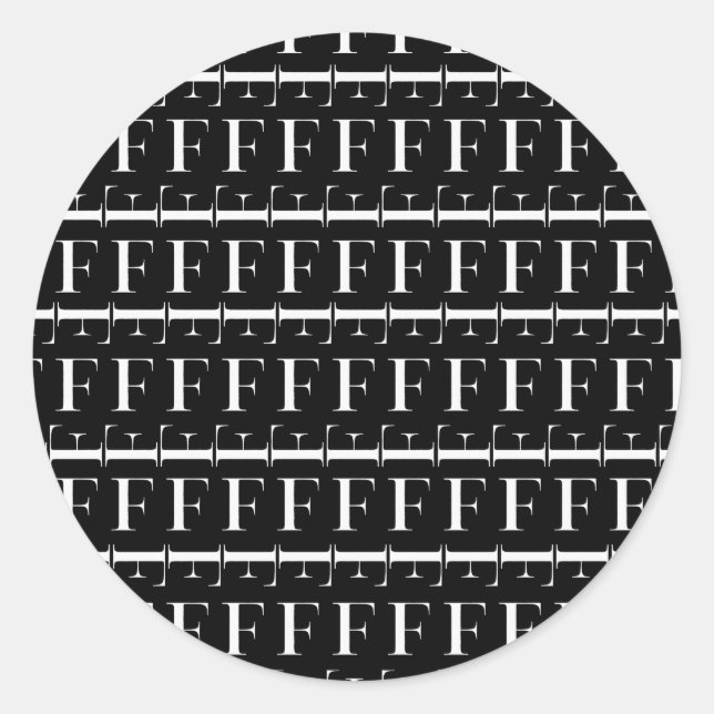 Pegatina Redonda Letra inicial del monograma F (Anverso)