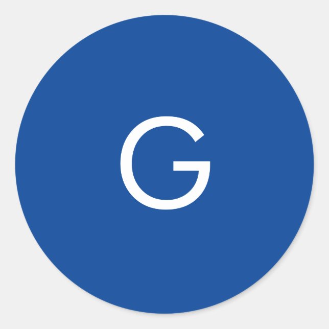 Pegatina Redonda Letra inicial monograma azul estilo moderno (Anverso)