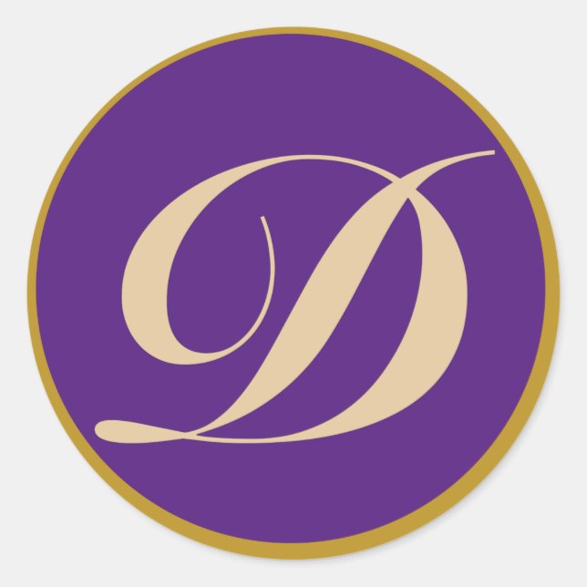 Pegatina Redonda Letra inicial monograma D (Anverso)