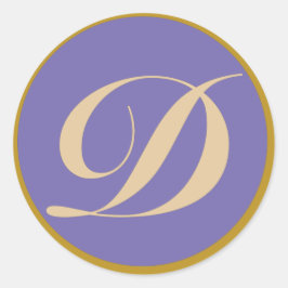 Pegatina Redonda Letra inicial monograma D