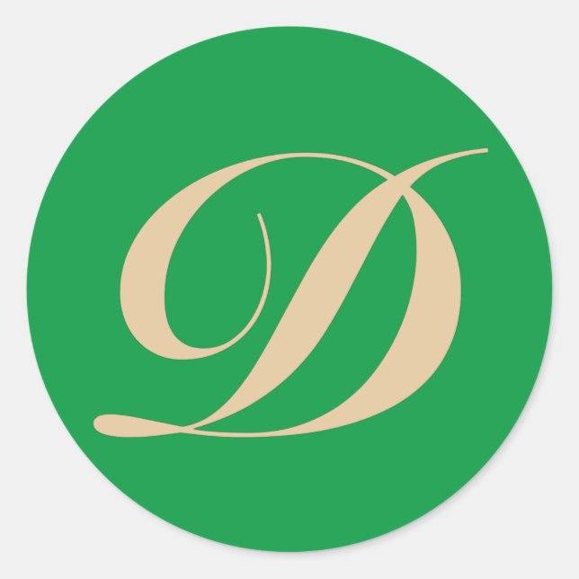 Pegatina Redonda Letra inicial monograma D (Anverso)