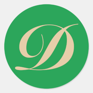 Pegatina Redonda Letra inicial monograma D