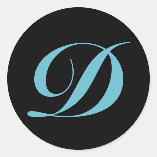 Pegatina Redonda Letra inicial monograma D (Anverso)