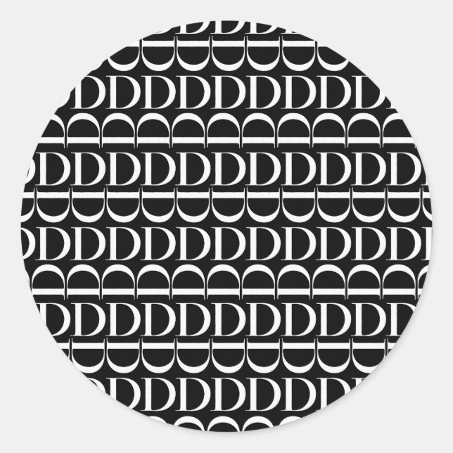 Pegatina Redonda Letra inicial monograma D (Anverso)