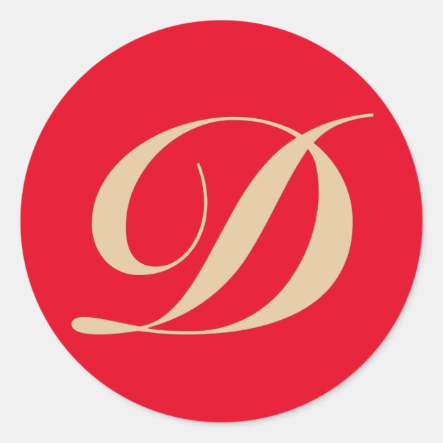 Pegatina Redonda Letra inicial monograma D (Anverso)