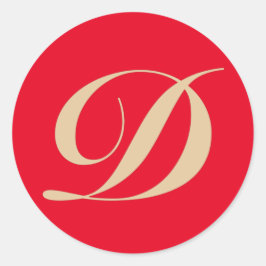 Pegatina Redonda Letra inicial monograma D