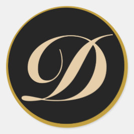 Pegatina Redonda Letra inicial monograma D
