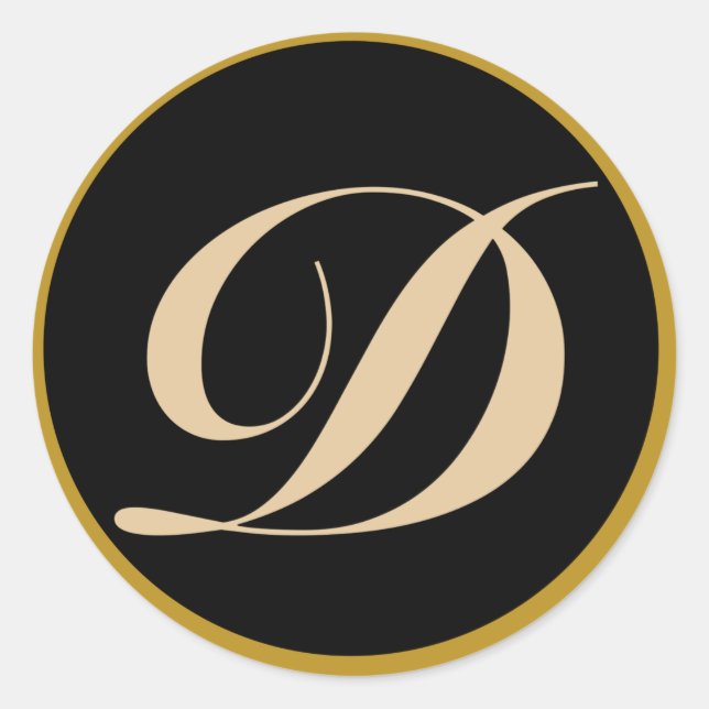 Pegatina Redonda Letra inicial monograma D (Anverso)