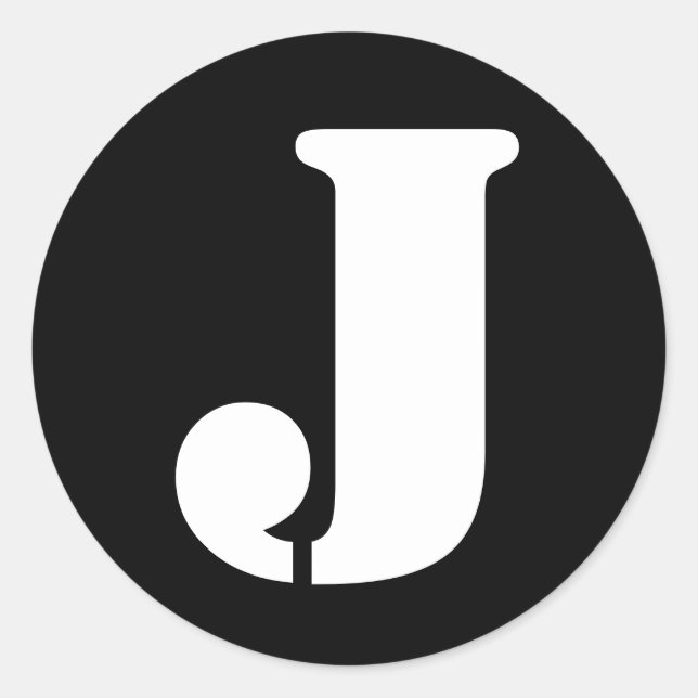 Pegatina Redonda Letra J Stencil Alphabet por Janz Black (Anverso)