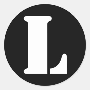 Pegatina Redonda Letra L Stencil Alphabet por Janz Black