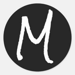 Pegatina Redonda Letra M Alfabeto de sal de rock negro por Janz