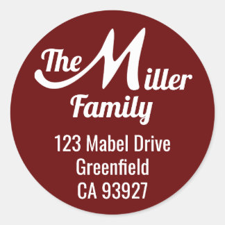 Pegatina Redonda Letra M de nombre de familia