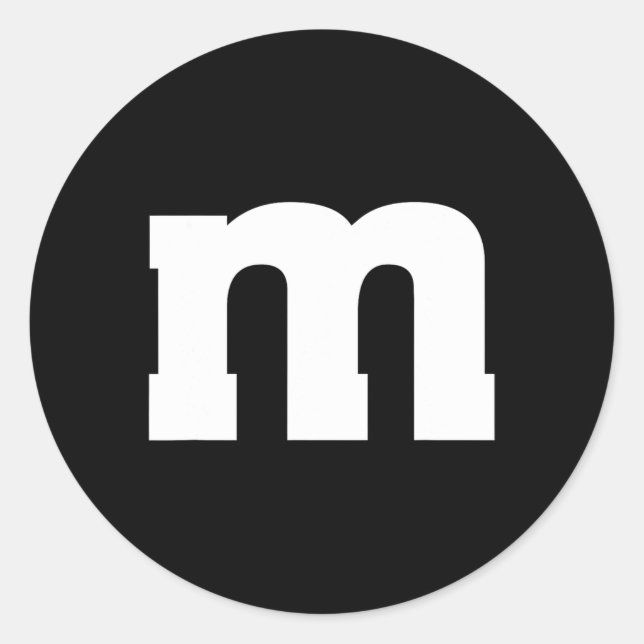 Pegatina Redonda Letra M mayúscula Alphabet (Anverso)