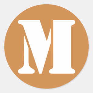 Pegatina Redonda Letra M Peru Gold Stencil Alphabet de Janz