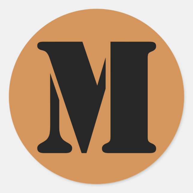Pegatina Redonda Letra M Stencil Alphabet de Janz Peru Gold (Anverso)