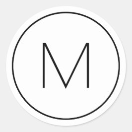 Pegatina Redonda Letra minimalista moderna negra única monogramada