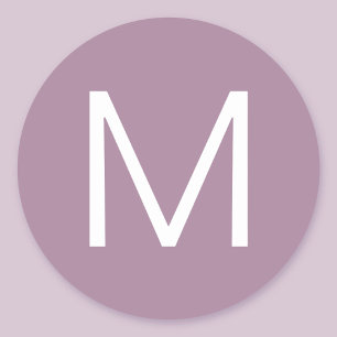 Pegatina Redonda Letra modernista minimalista polvorienta púrpura y