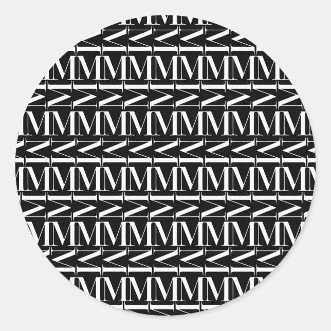 Pegatina Redonda Letra monográfica inicial M (Anverso)