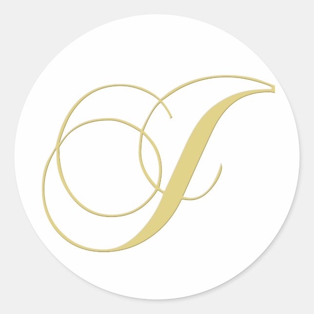 Pegatina Redonda Letra monográfica J sencilla dorada (Anverso)