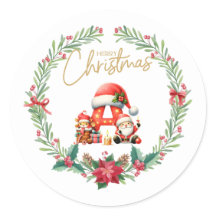 Letra monograma A, Navidades Wreath con Santa Clau