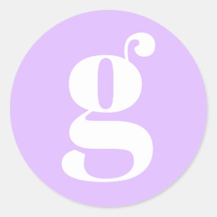 Pegatina Redonda Letra monograma inicial moderna Lavanda pastel