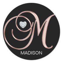 Letra monogramada Rosa Gold Personalizada M