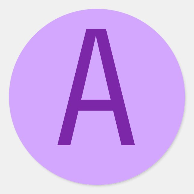 Pegatina Redonda Letra morada o texto sobre camisetas y productos T (Anverso)