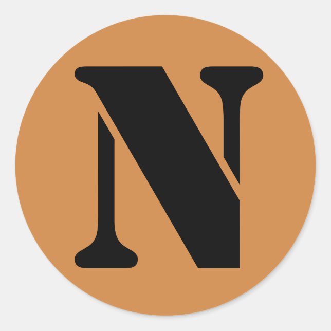 Pegatina Redonda Letra N alfabeto esténcil de Janz Peru Gold (Anverso)