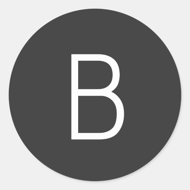 Pegatina Redonda Letra negra inicial monograma moderno (Anverso)