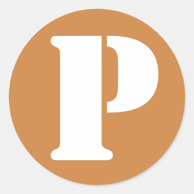 Pegatina Redonda Letra P Peru Gold Stencil Alphabet de Janz (Anverso)