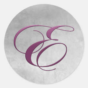 Pegatina Redonda Letra púrpura E monogramada