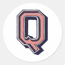 Pegatina Redonda Letra "Q" elegante bordada
