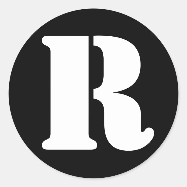 Pegatina Redonda Letra R Stencil Alphabet de Janz Black (Anverso)
