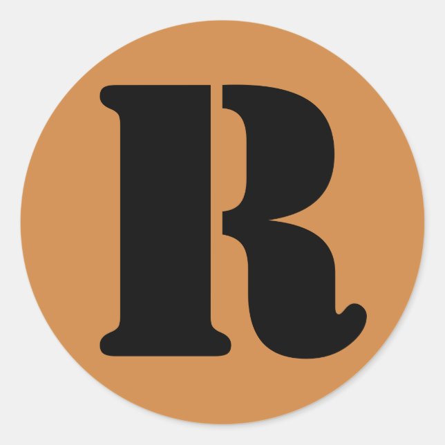 Pegatina Redonda Letra R Stencil Alphabet de Janz Peru Gold (Anverso)